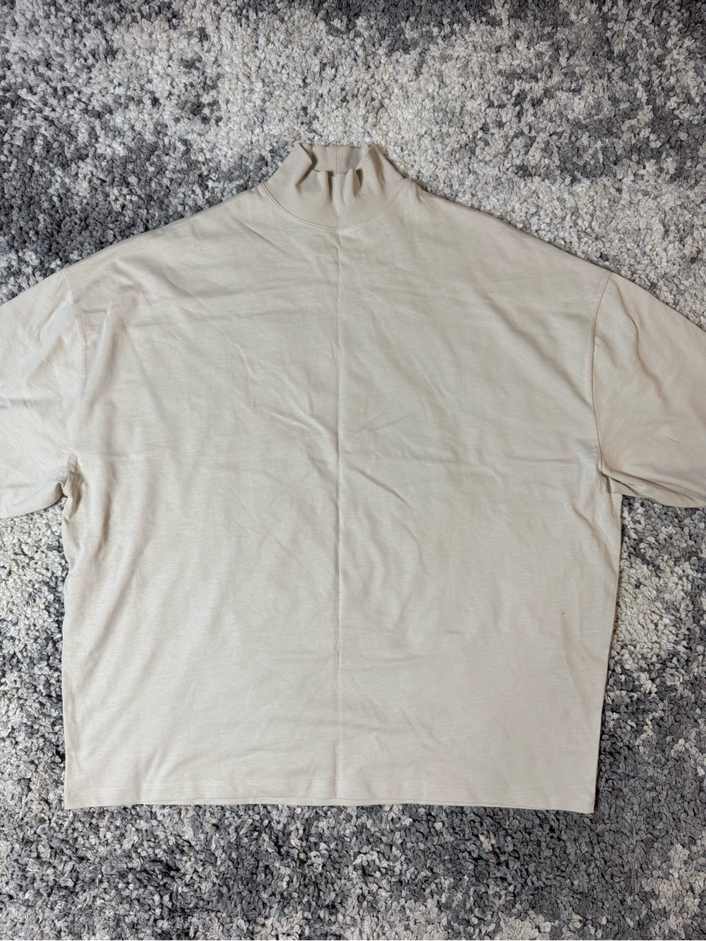 ASOS Design, Men’s Minimalist Cream / Beige Mock Neck Turtlenecks Tshirt, XL